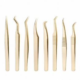 stainl Steel Fine Grafting Eyel Clip Beautiful Eyel Tweezers Gold Feather Clip False Eyel Extensi Grafting Tools M8Da#