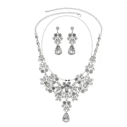 Necklace Earrings Set Wedding Full Glittering Rhinestone Elegant Jewellery For Princess Party Favours Accessories