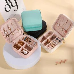 Mini Jewelry Storage Box Portable Home Travel Earrings Necklace Storage Case for Women Ring Organizer PU Leather Display Case 22299