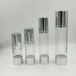 Storage Bottles Bright Silver Airless Pump Bottle Portable Vacuum Cosmetic Lotion Essence Emulsion Refillable 50ml