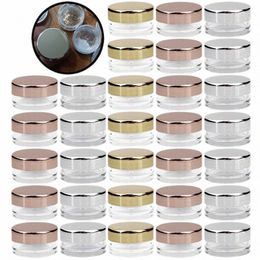 50pcs 3g l Makeup Jar Cosmetic Empty Ctainer with Rose Gold Lid Plastic Small Bottle for Eyeshadow Cream Lip Balm Ctainer k3S7#