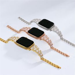 Premium Stainless Steel Bling Diamond Women Strap Bracelet for Apple Watch Ultra 2 Series 9 8 7 6 5 4 3 SE
