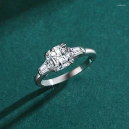 Cluster Rings Cushion Cut 2 Moissanite Wedding Bands Engagement For Women S925 Sterling Silver Fine Jewelry