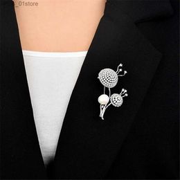 Pins Brooches Beautiful Dandelion Pearl Brooch Pin Wedding Bridal Banquet Dress Decorative For Womens Luxury Jewelry Brooch L240323