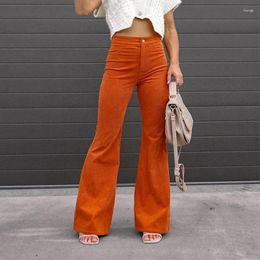 Women's Jeans Solid Mid Waist Slim Mini Bell-bottoms Autumn/Winter 2024 Versatile Corduroy Casual Pants Large