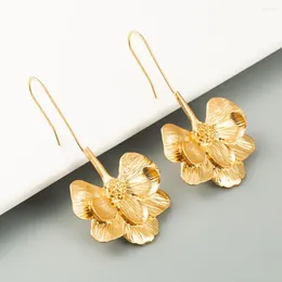 Dangle Earrings Flower Elegant Petal For Women Stainless Alloy Jewelry Party Prom Long Hanging Ear