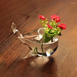 Vases Creative Glass Animal Shapes Transparent Flower Bottle Container Desktop Arrangement Vase High Quality Hydroponic