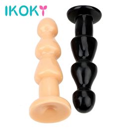 IKOKY Huge Size Prostate Massager Butt Plug Flexible Anal Soft Anus Bead Silicone Big Dildo Stimulation 240312