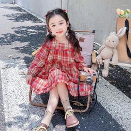 Girl Dresses Girls Plaid Dress Fall Korean Children's Skirts Fashionable Baby Princess Skirt Kids