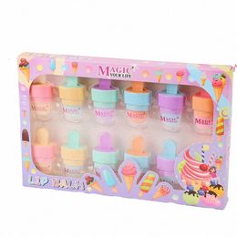 12pcs Ice Cream Lip Gloss Set Lip Stain Lip Water Tint Moisturising Lglasting N-sticky Liquid Lipstick Lips Makeup R6fj#