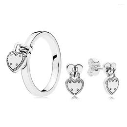 Cluster Rings 2024 925 Sterling Silver Love Lock Valentine's Day The Ring Set Charms Fit DIY Original Jewelry A