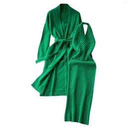 Party Dresses Two Piece Set Of Women's Loose Waistband Knitted Cardigan Coats Slim Fit Hanging Neck Dress Elegant And Pretty