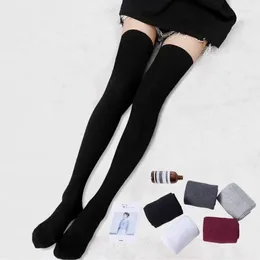 Women Socks Sexy Black White Soild Color Long Over Knee Thigh High Lolita Ladies Girls Warm Tube Stockings 2024