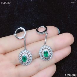 Dangle Earrings KJJEAXCMY 925 Sterling Silver Natural Emerald Ladies Classic Eardrop Support Test