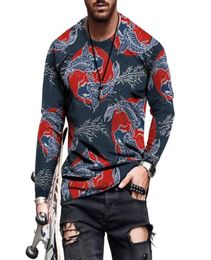 Men039s TShirts 2021 Summer Autumn Tiger Dragon Printed T Shirts And Women039s 3D Casual Top Tee Long Sleeve Animal Round N3959343