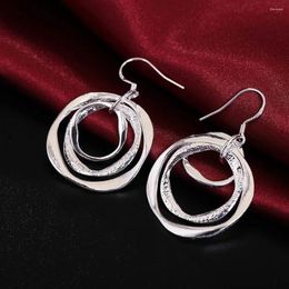 Dangle Earrings Factory Direct Silver Plated For Women Party Jewellery Personality Three Circle Fashion Holiday Gift