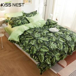 sets 2/3Piece Nordic Green Leaf Printed Pattern European Style Twin Size Bedding Set,Duvet Cover Set 220x240 200x200,For Home Bedroom