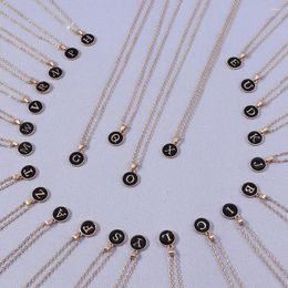 Pendant Necklaces WLP 46 5cm 26 Letters A-Z Black White Necklace For Women Vintage Fashion Sweater Chain Jewellery Accessories