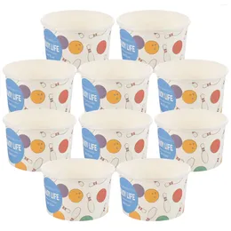Disposable Cups Straws 50 Pcs Dessert Ice Cream Cup Paper Bowls Treat Plastic Outdoor Picnic Supplies