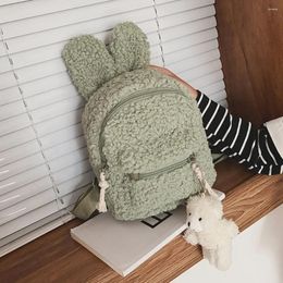 Backpack Kids Toddler Plush Cute Bear Ears School Bag Winter Warm Fleece Daypack Outdoor Travel For Boys Girls
