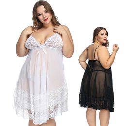 Large Size Chubby Woman Sexy Deep V-Belt Home Lace Perspective Seductive And Fun Pyjamas 612782