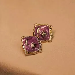 Stud Earrings BOEYCJR Titanium Star Moon Enamel Purple Metal Minimalist Jewelry For Women