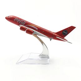 1 400 Scale 16cm COLA Airlines Airbus A380 Metal Alloy Airplane Aircraft Model Decoration Plane Kids Christmas Gift Collectible 240314