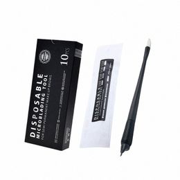 10pcs/box Tattoo Pen Nano 18U Pins Disposable Microblading Pen Eyebrow Lip Makeup Inductor With Spge Microblading Supplies G2E7#