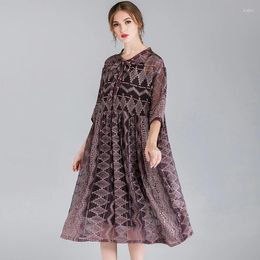 Party Dresses Women's Fashion Loose Embroidery Chiffon High Waist Casual Two Piece Elegant Dress Mid Sleeve V Neck High-end