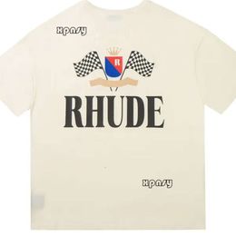 Rhude Shirt Designers Mens T Shirts for Summer Mens Tops Letter Polos Shirt Womens Tshirts Clothing Short Sleeved Large Plus Size 100% Rhude Short 102