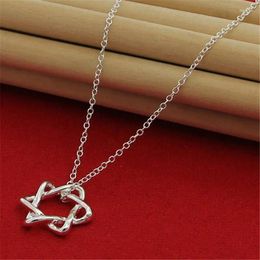 Chains 925 Sterling Silver Necklace Hexagonal Star Pendant For Woman Wedding Engagement Fashion Party Jewellery Gift