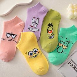 Hy-1565 New 2023 Invisible Spongia Socks Women Thin Candy Color Cartoon Short Stocking Girl