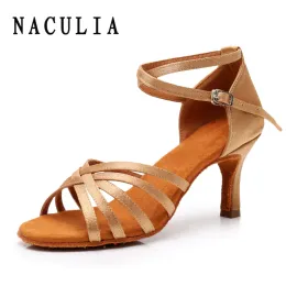 shoes New Ballroom Women Latin Dance Shoes Professional Tango Salsa Dancing Shoes Silk Latin Shoes For Girls Ladies High Heel 5CM 7CM