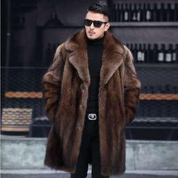 Haining casaco de vison masculino outono e inverno novo engrossado médio longo grande imitação de pele casual