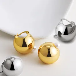 Hoop Earrings Classical Stainless Steel Small PVD Hammered Gold Plated Metal Dome Huggie For Women Chic Jewellery Aretes