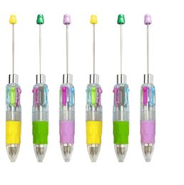 20pcs 4-color Refill Beaded Ballpoint Pen DIY Beadable Pens Student Stationery Plastic Gift Pen School Office Pen Supplies 240320