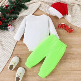 Clothing Sets Baby Boys Girls Pants Long Sleeve Letter Print Romper Santa Hat