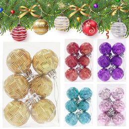 Party Decoration 6Pcs Christmas Ball Ornaments With Painted Xmas Tree Hanging Pendant Year Gifts For 2024 Navidad