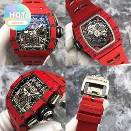 Automatic RM Wrist Watch RM11-03 FQ Red Devil Red NTPT Material Mens Watch Automatic Mechanical Skeleton Watch