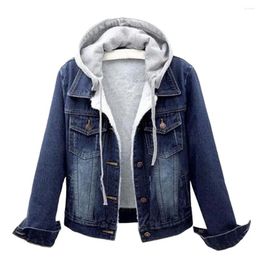 Women's Jackets 5xl Women Denim Chic Jacket Female Oversize Outerwear Loose Short Hooded Jeans Coat Big Pocket Tops 2024 Spring Autumn