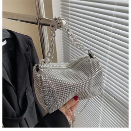 Drawstring Fashion Glitter Evening Bag Elegant Women Trend Luxury Shiny Handbag Dinner Party Wedding Purse Shoulder Underarm