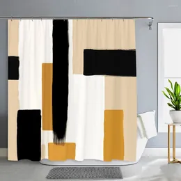 Shower Curtains Vintage Art Colour Block Curtain Geometric Pattern Creative Styling Simple Modern Polyester Bathroom Decor