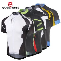 QUESHARK Men Short Sleeve Cycling Jersey Premium Summer MTB Uniform Mountain Road Bike Top Quick Dry Riding Bicycle Clothes 240321