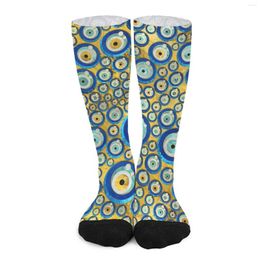 Women Socks Evil Eye Amulet Greek Blue Print Kawaii Stockings Female High Quality Running Autumn Custom Anti Slip