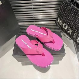 Luxury Leather Thong Slippers Women letter Slides Summer Beach Slides Flat Flip Flops Web Straps Sandals Size 35-41