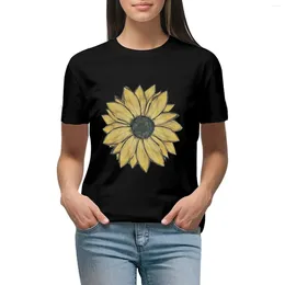 Women's Polos Painted Sunflower Watercolour Artwork T-shirt Tops Hippie Clothes Blouse T-shirts For Women Cotton