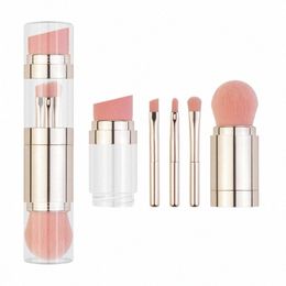 5 in 1 Makeup Brush Set Profial Cvenience Travel Size Cosmetic Brushes Kit For Women Girl SANA889 W3TA#