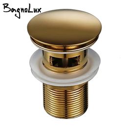 Bagnolux Polished Gold Basin Sink Drainer Corrosion Resistant Easy To Clean Pop Up Button Round Hole Bathroom el Drainer 240311