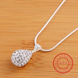 Pendant Necklaces 925 Sterling Silver 18 Inch Water Drop Zircon Necklace For Women Fashion Wedding Party Charm Jewelry