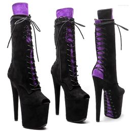 Dance Shoes 20CM/8inches Suede Upper Modern Sexy Nightclub Pole High Heel Platform Women's Boots 656